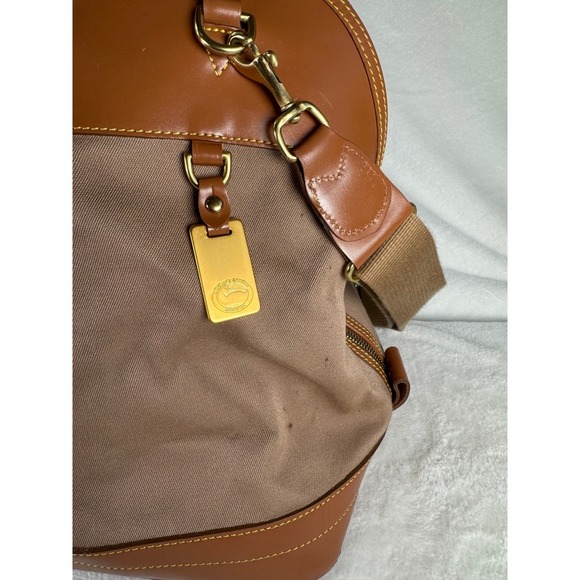 VTG Dooney & Bourke Vintage Canvas Leather Travel Weekender Bag Tan Brown - Picture 6 of 13